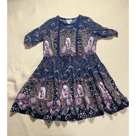 Urban Mangoz Dress Size Small Boho Peasant Casual Paisley - Picture 2 of 7